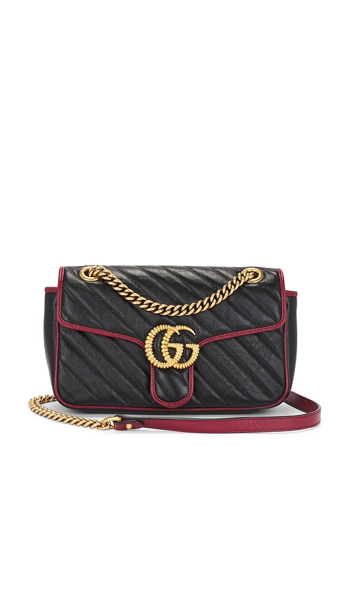 FWRD Renew Gucci GG Marmont Chain Shoulder Bag in Black