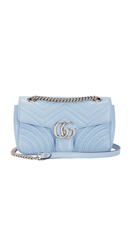 FWRD Renew Gucci GG Marmont Shoulder Bag in Baby Blue