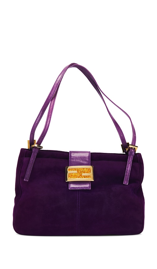 FWRD Renew Fendi Suede Baguette Shoulder Bag in Purple