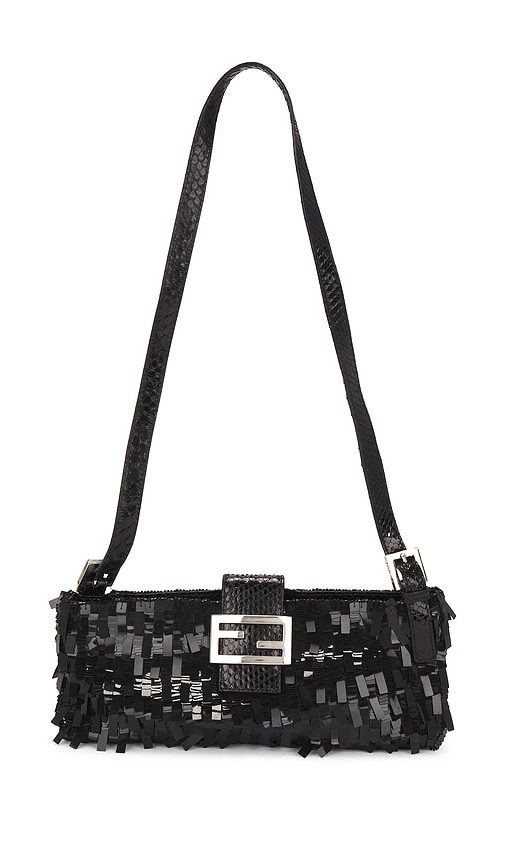 FWRD Renew Fendi Mama Beaded Baguette Shoulder Bag in Black