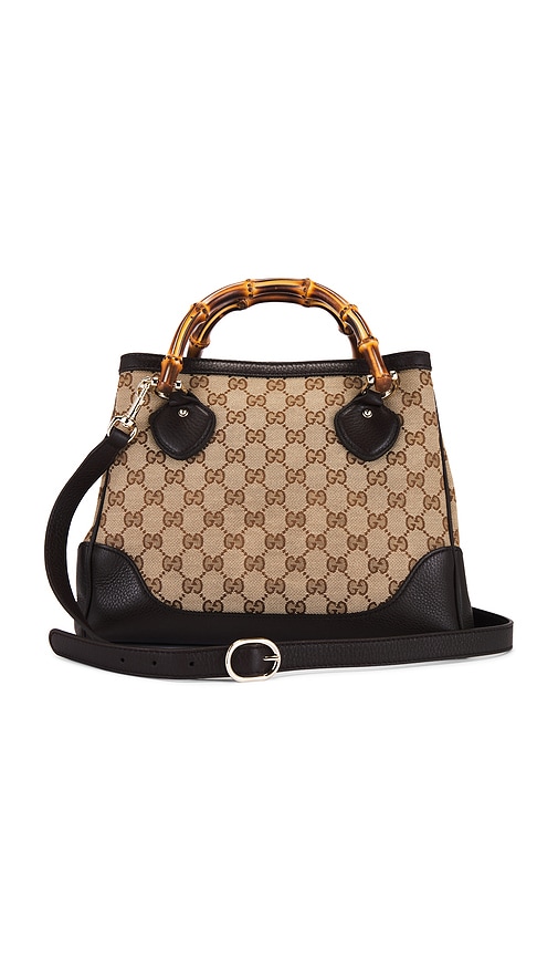 FWRD Renew Gucci GG Canvas Bamboo 2 Way Handbag in Brown