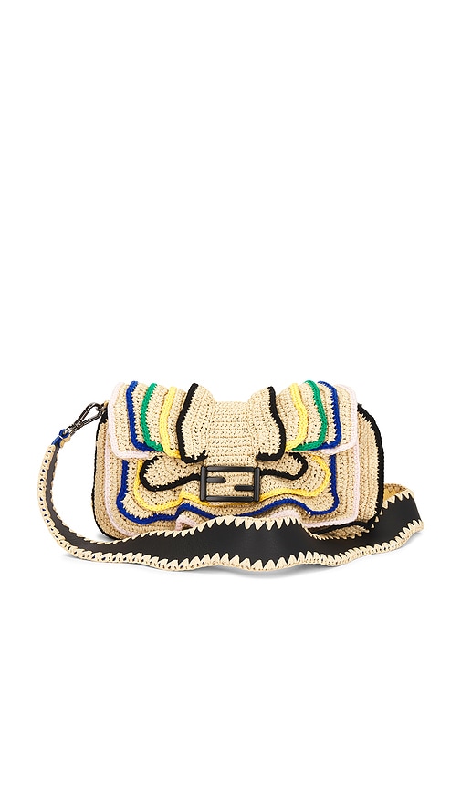 FWRD Renew Fendi Mama Raffia Baguette Shoulder Bag in Multi