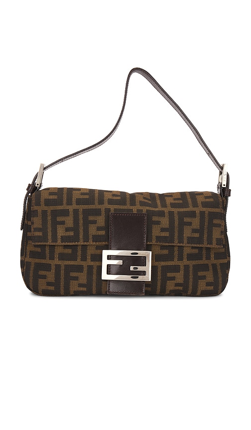 FWRD Renew Fendi Zucca Baguette Shoulder Bag in Brown