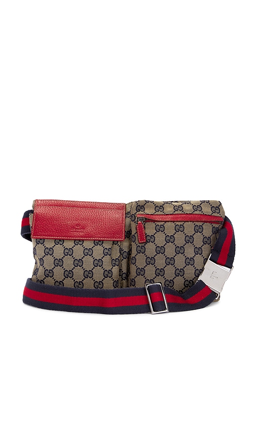 FWRD Renew Gucci GG Canvas Waist Bag in Beige