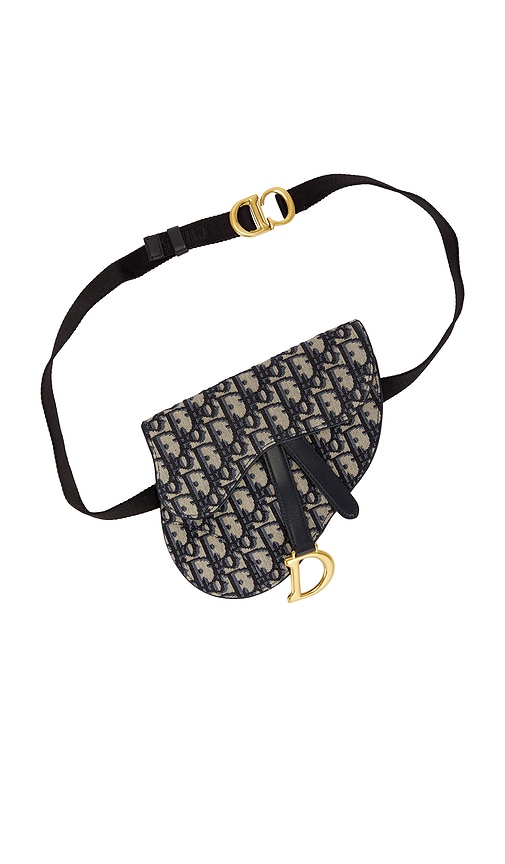 FWRD Renew Dior Oblique Trotter Saddle Waist Bag in Black