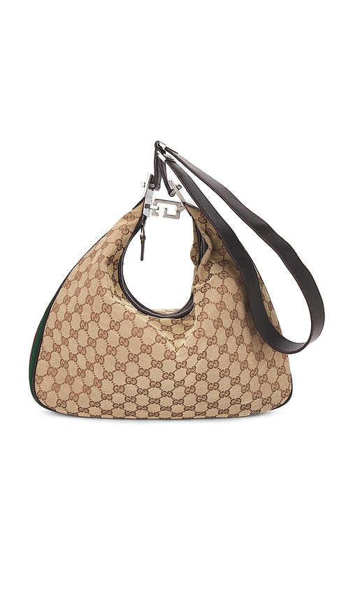 FWRD Renew Gucci Attache Shoulder Bag in Beige