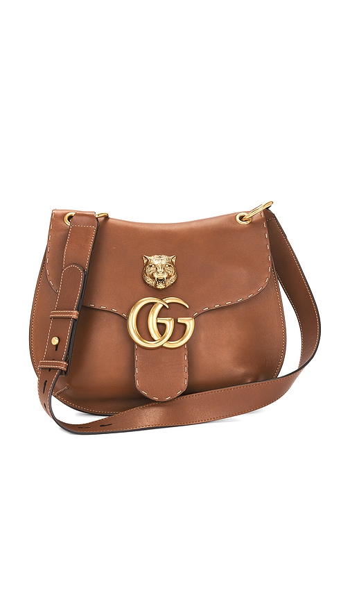 FWRD Renew Gucci GG Marmont Shoulder Bag in Brown