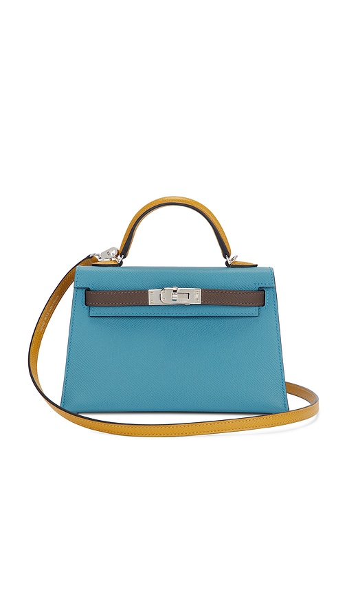 FWRD Renew Hermes Epsom Kelly 20 Handbag in Bleu Jean, Ecru, & Sesame