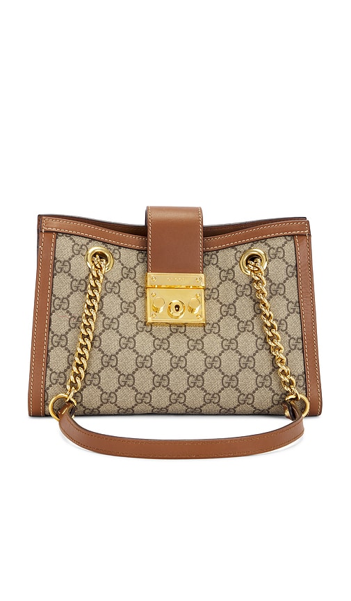 FWRD Renew Gucci GG Supreme Padlock Shoulder Bag in Beige