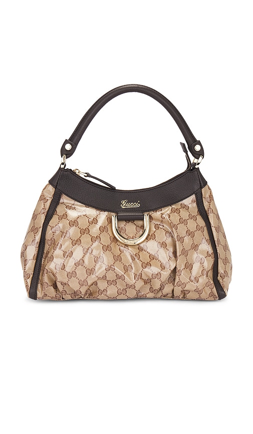 FWRD Renew Gucci Crystal Abbey Handbag in Beige