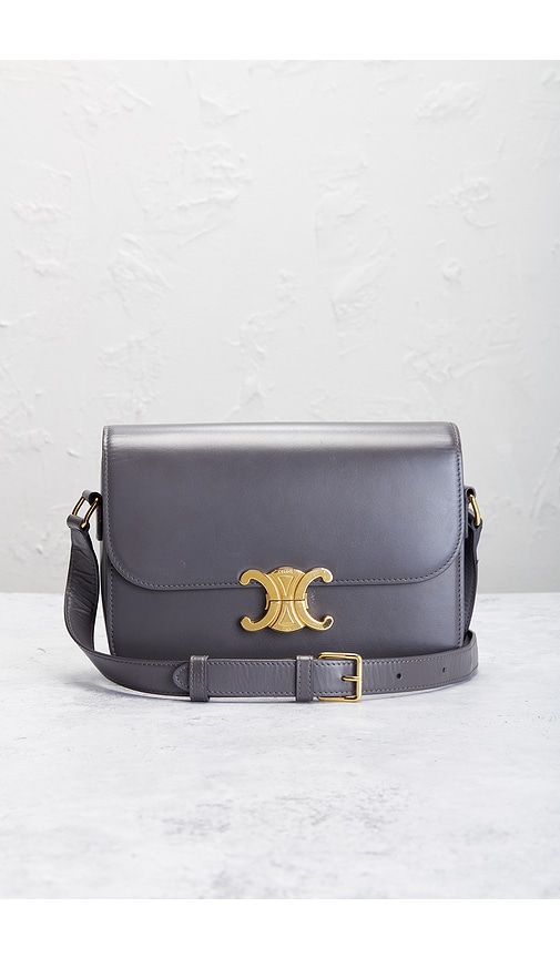 Fwrd Renew Celine Triomphe Shoulder Bag In Grey