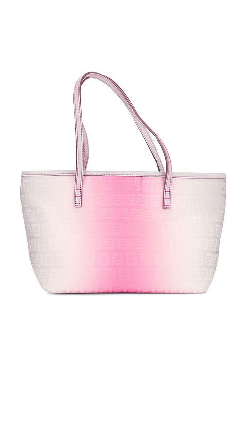 Shop Fwrd Renew Fendi Ombre Zucchino Roll Tote Bag In Grey,pink