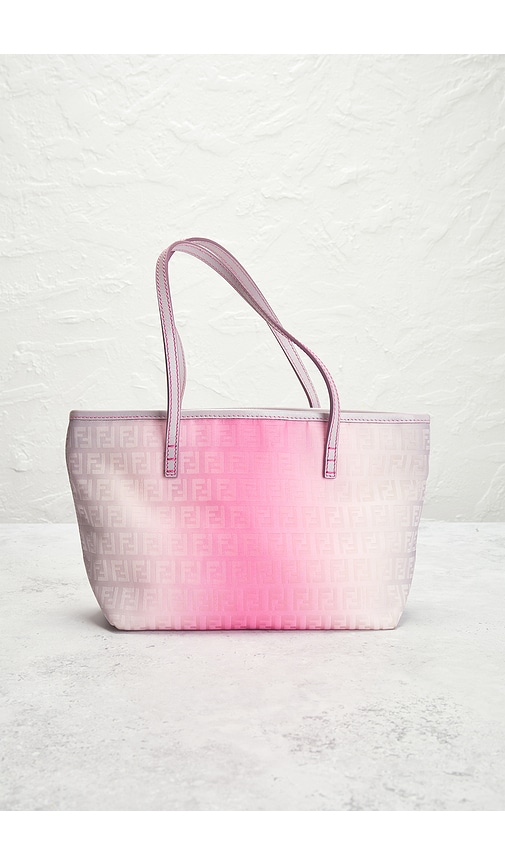 Shop Fwrd Renew Fendi Ombre Zucchino Roll Tote Bag In Grey,pink