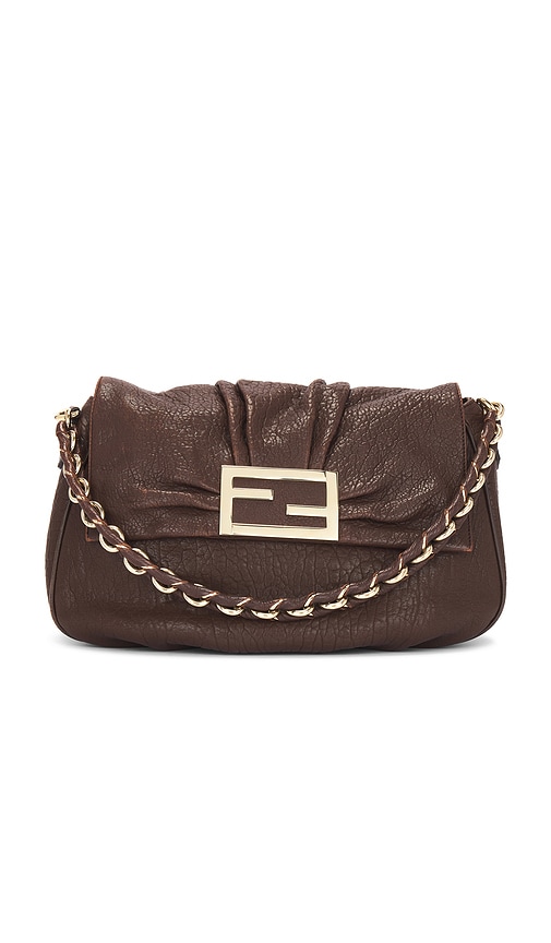 FWRD Renew Fendi Mia Flap Shoulder Bag in Brown