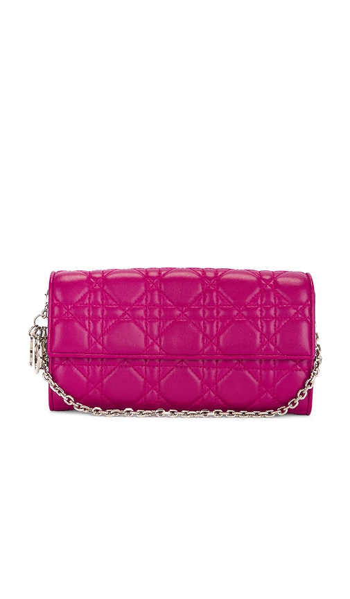 FWRD Renew Dior Lady Cannage Wallet On Chain in Purple