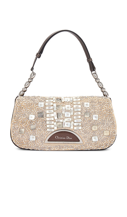 FWRD Renew Dior Malice Beaded Shoulder Bag in Neutral