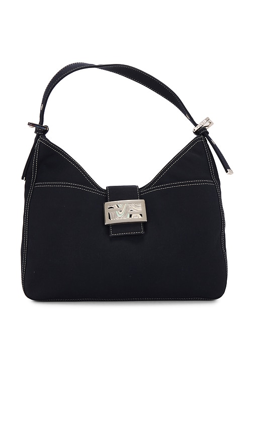 FWRD Renew Fendi Denim Baguette Shoulder Bag in Navy