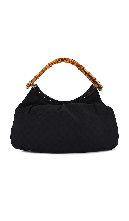 FWRD Renew Gucci Bamboo Studded Hobo Bag in Black