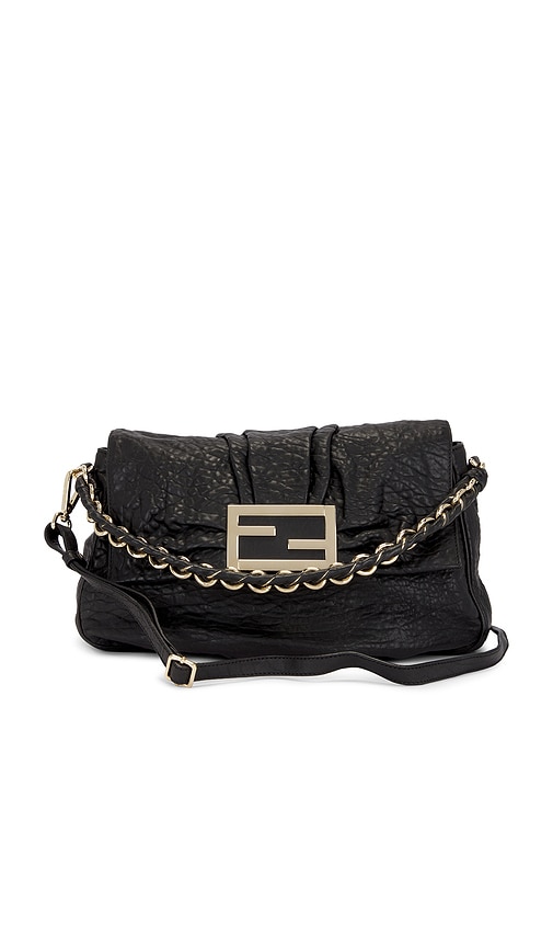 FWRD Renew Fendi Mia Flap Shoulder Bag in Black