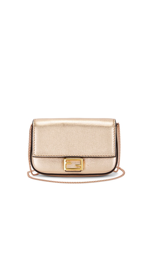 FWRD Renew Fendi Nano Baguette Charm Shoulder Bag in Rose Gold