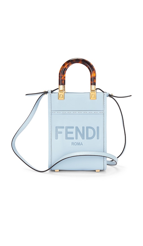 FWRD Renew Fendi Mini Sunshine Shopper Tote Bag in Light Blue