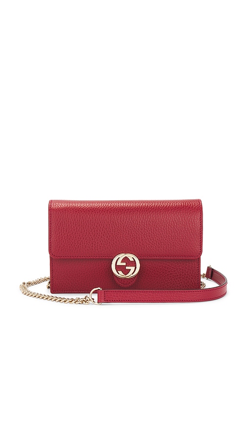 FWRD Renew Gucci Interlocking G Wallet On Chain in Red