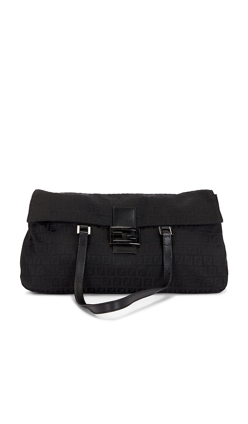FWRD Renew Fendi Zucchino Shoulder Bag in Black