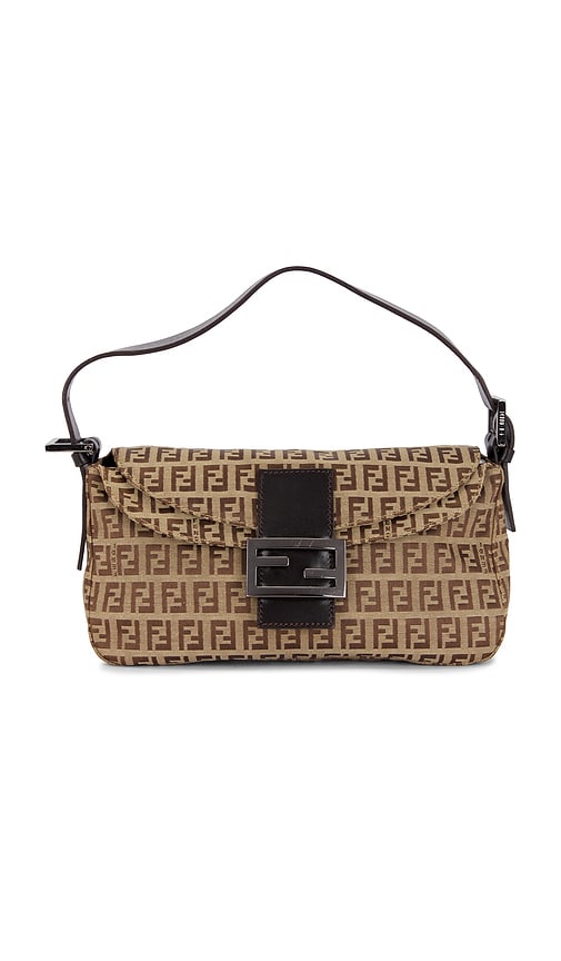 FWRD Renew Fendi Zucchino Mama Baguette Shoulder Bag in Beige