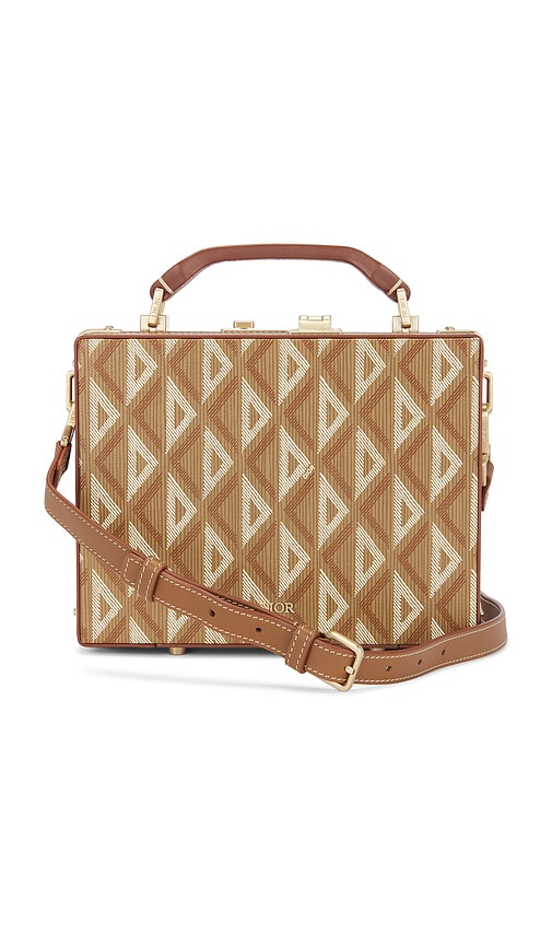 FWRD Renew Dior Diamond Briefcase in Brown