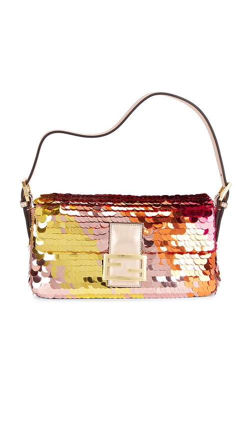 FWRD Renew Fendi Sequin Baguette Shoulder Bag in Pink | REVOLVE