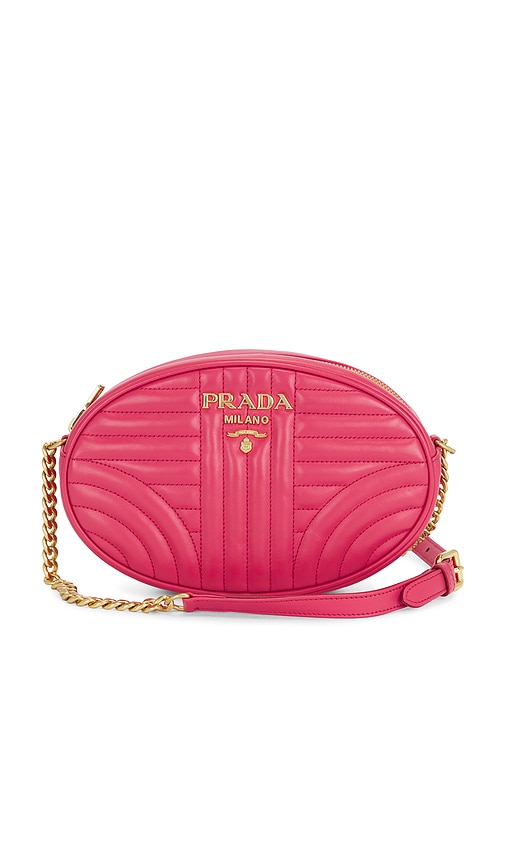 FWRD Renew Prada Diagramme Oval Shoulder Bag in Pink