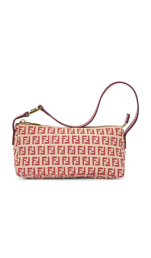 FWRD Renew Fendi Zucchino Baguette Shoulder Bag in Red