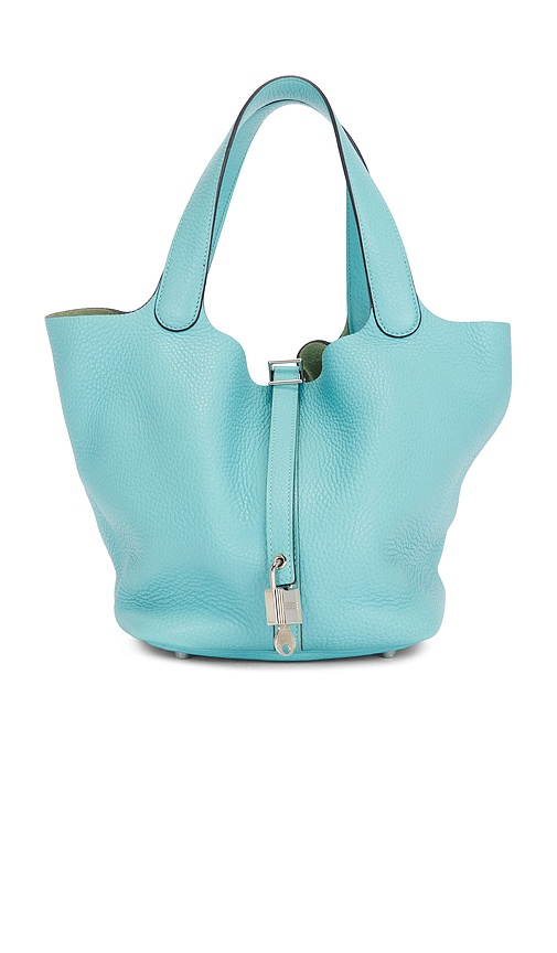 FWRD Renew Hermes Taurillon Clemence Picotin Lock 22 Handbag in Blue Atoll