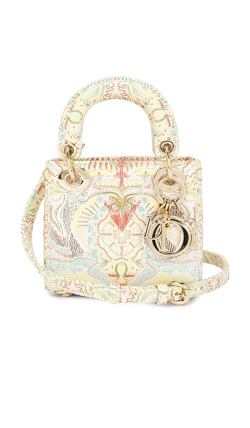 FWRD Renew Dior Embroidered Lady Dior Micro Handbag in Gold