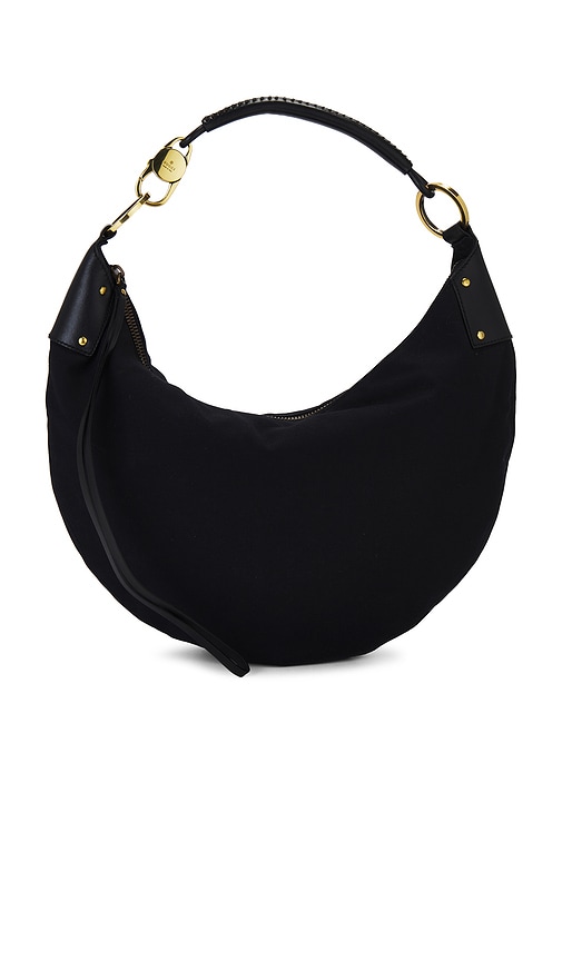FWRD Renew Gucci Nylon Half Moon Hobo Bag in Black