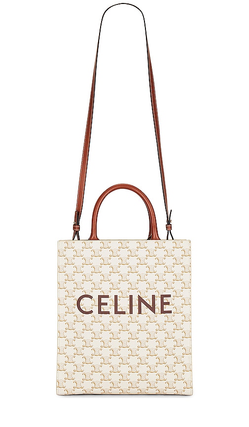 FWRD Renew Celine Triomphe Small Vertical Cabas Bag in White