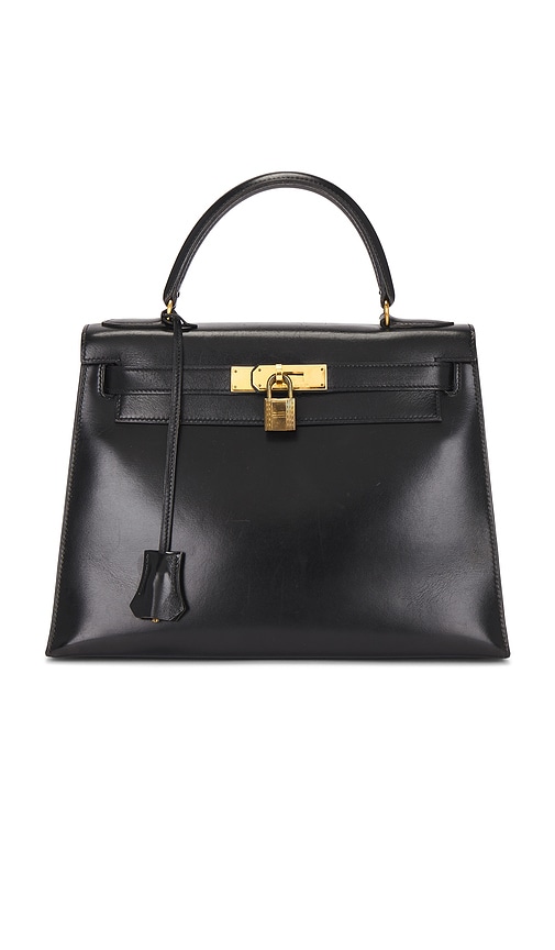 FWRD Renew Hermes 1988 Box Kelly Sellier 28 Handbag in Black