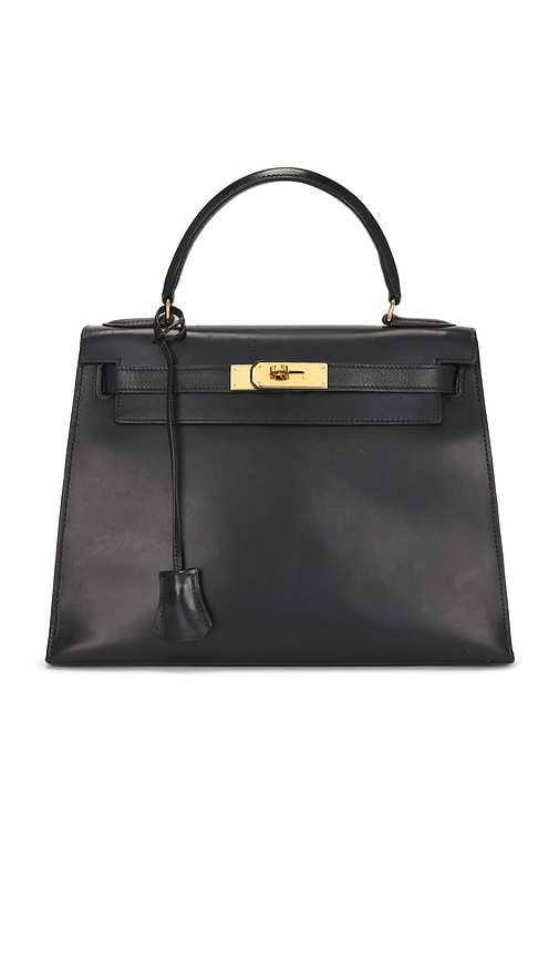 FWRD Renew Hermes 1986 Box Kelly Sellier 28 Handbag in Black