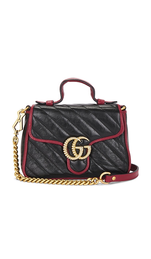 FWRD Renew Gucci GG Marmont Shoulder Bag in Black
