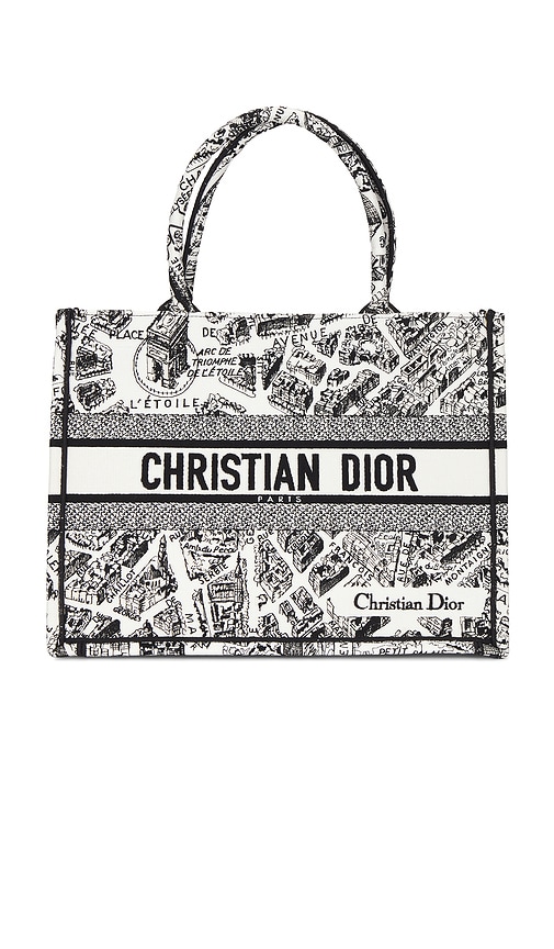 FWRD Renew Dior Plan De Paris Book Tote Bag in Black & White