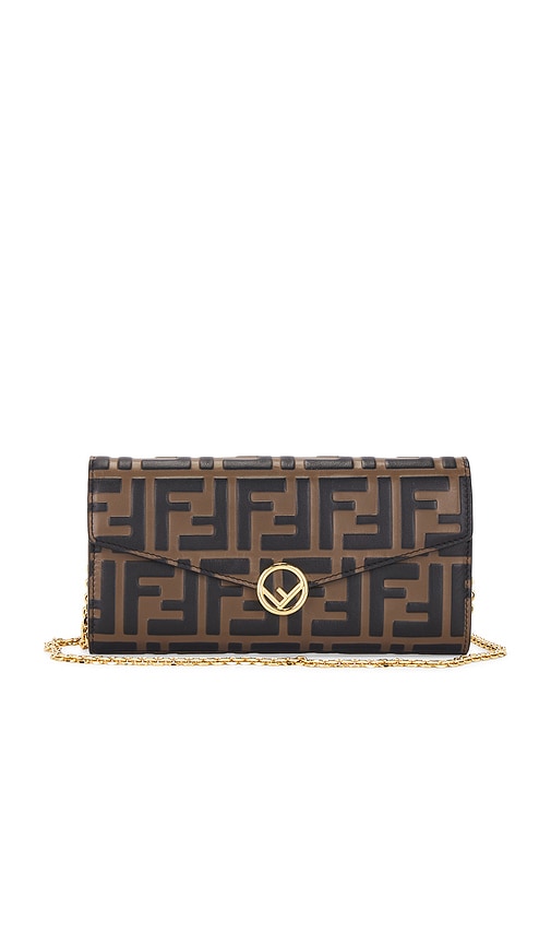 FWRD Renew Fendi Zucca F Is Wallet On Chain in Brown
