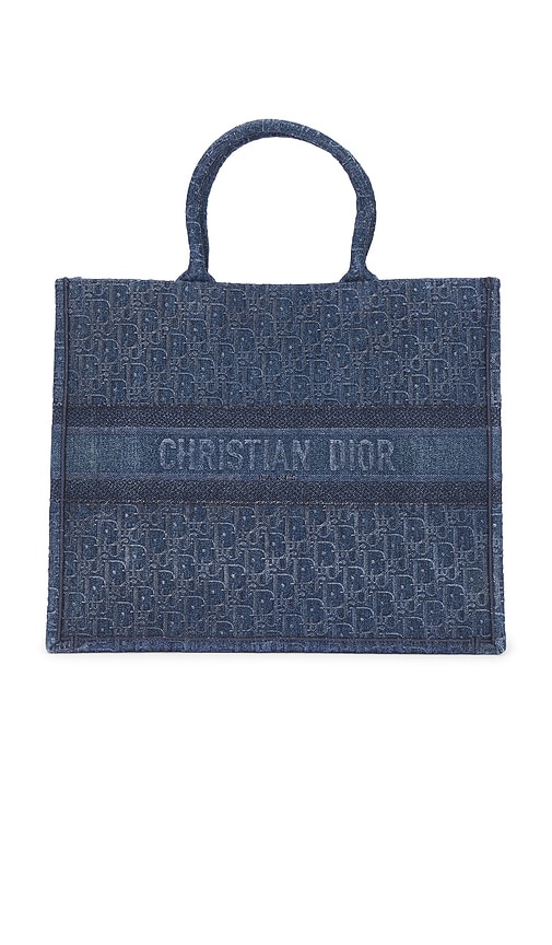 FWRD Renew Dior Denim Book Tote Bag in Blue