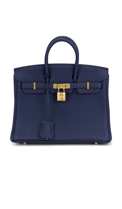 FWRD Renew Hermes Togo Birkin 25 Handbag in Bleu De Prusse