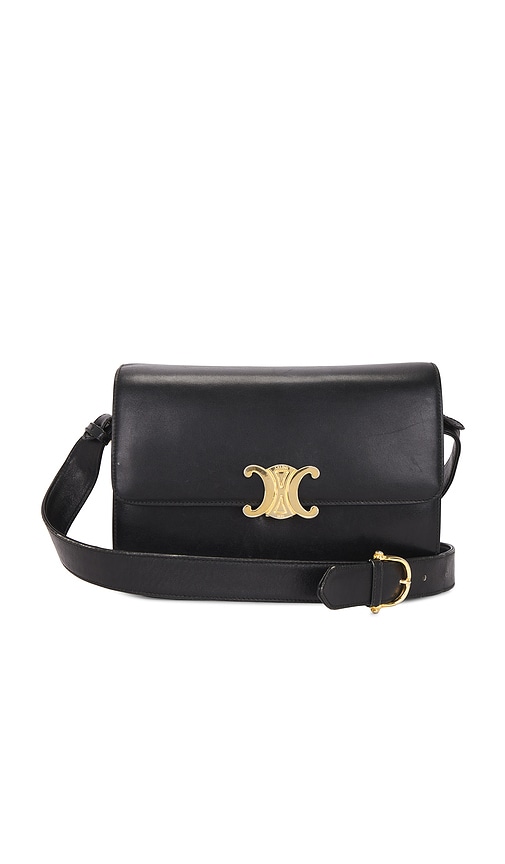 FWRD Renew Celine Triomphe Shoulder Bag in Black