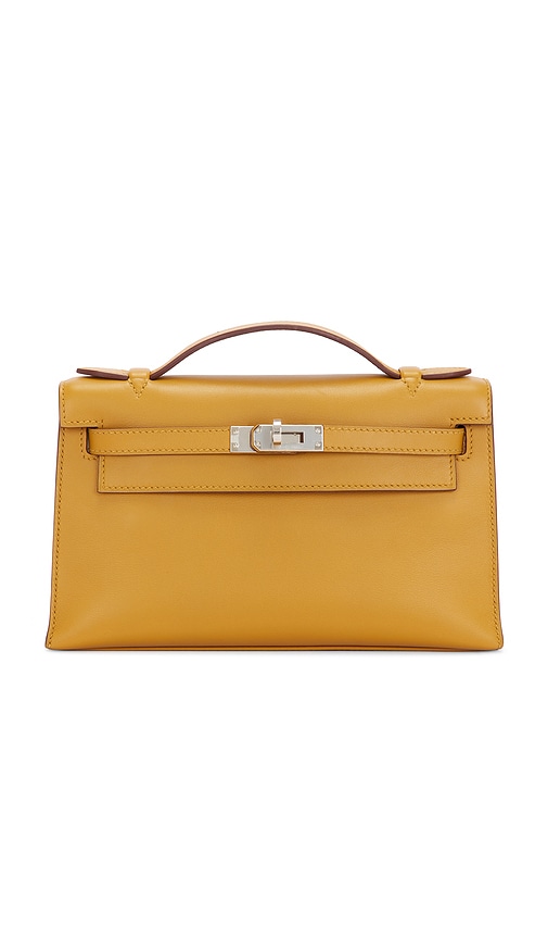 FWRD Renew Hermes Veau Swift Kelly Pochette Handbag in Sesame