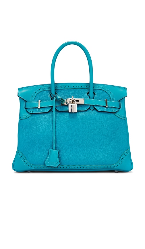 FWRD Renew Hermes Togo Ghillies Birkin 30 Handbag in Turquoise