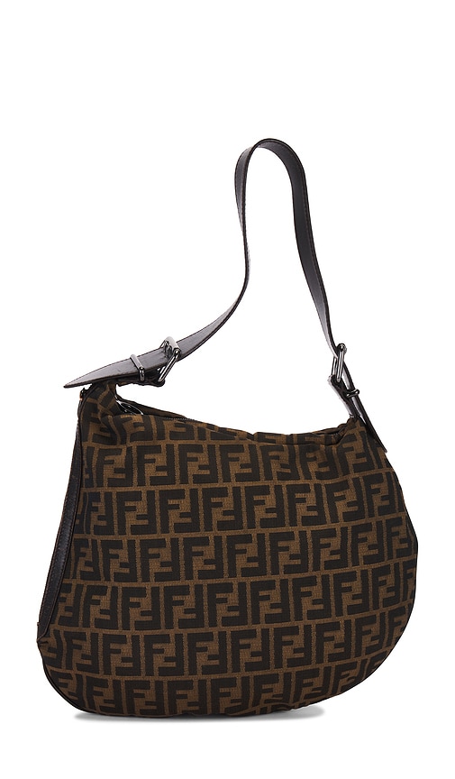 FWRD Renew Fendi Zucca Oyster Shoulder Bag in Brown