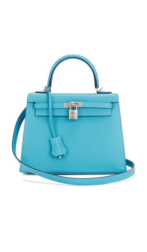 FWRD Renew Hermes Epsom Kelly 25 Handbag in Bleu Du Nord