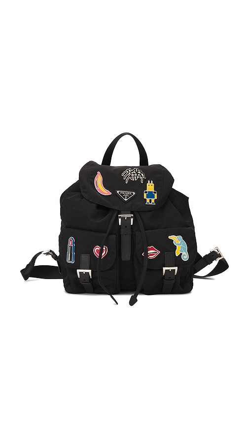 FWRD Renew Prada Re-Nylon Pins Backpack in Black