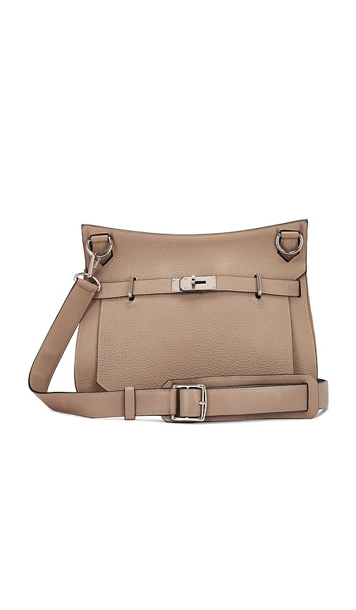 FWRD Renew Hermes Clemence Jypsiere 34 Shoulder Bag in Taupe